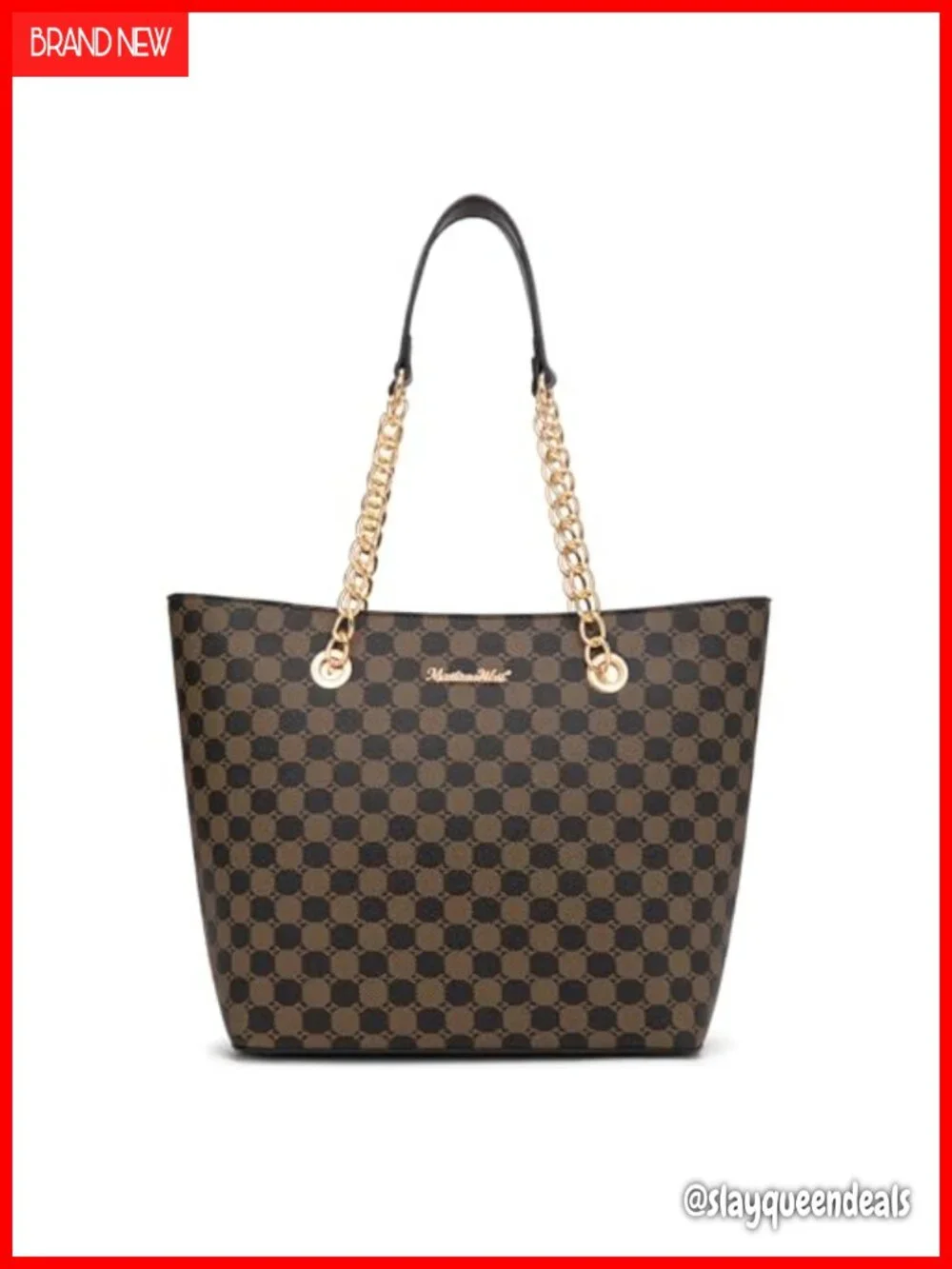 Women's Faux Leather Chain Top Handle Satchel Bag